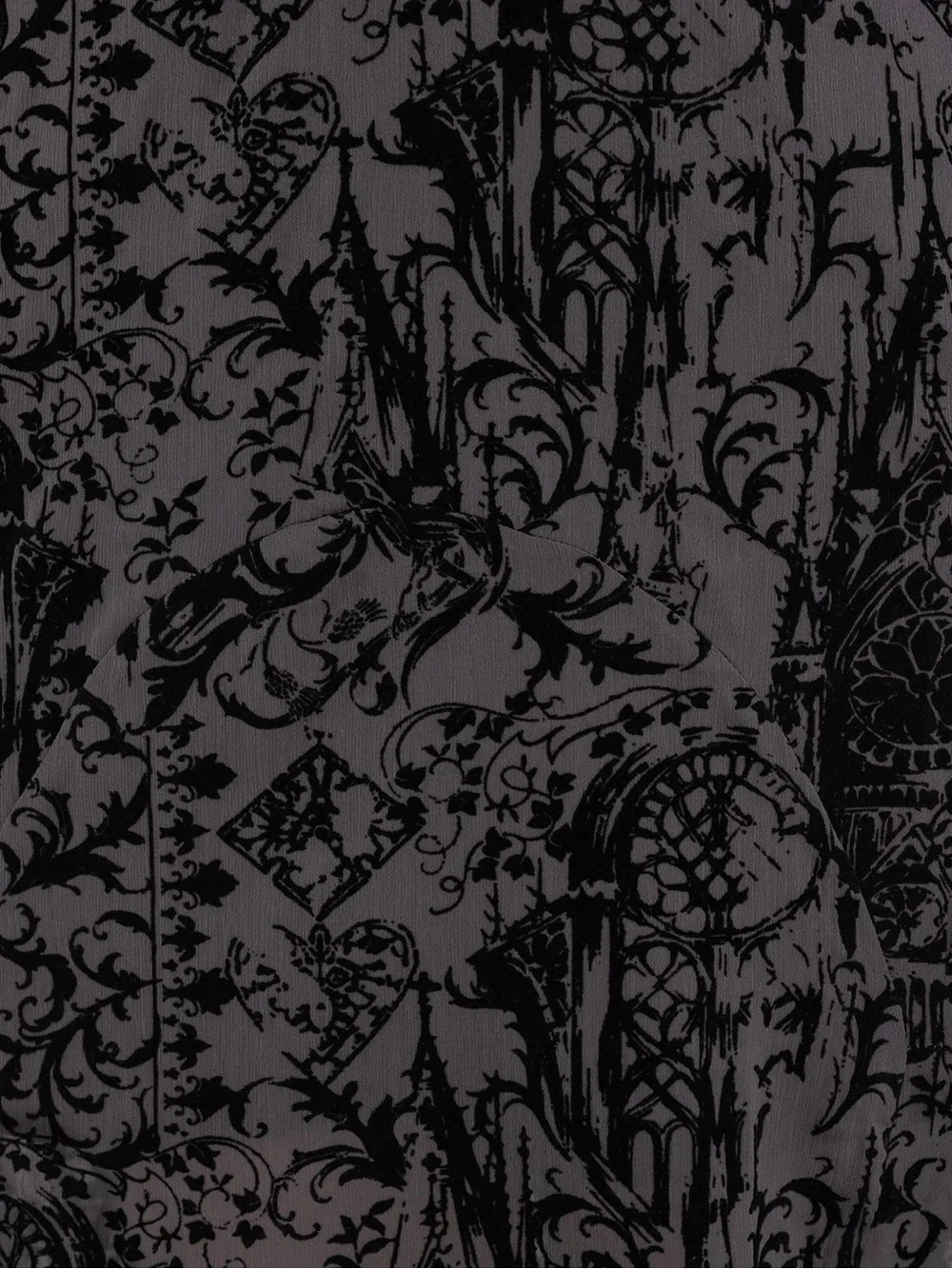 Thorned Flocked Chiffon Castle Print Frill Neck Maxi Dress - Picture 2 of 11